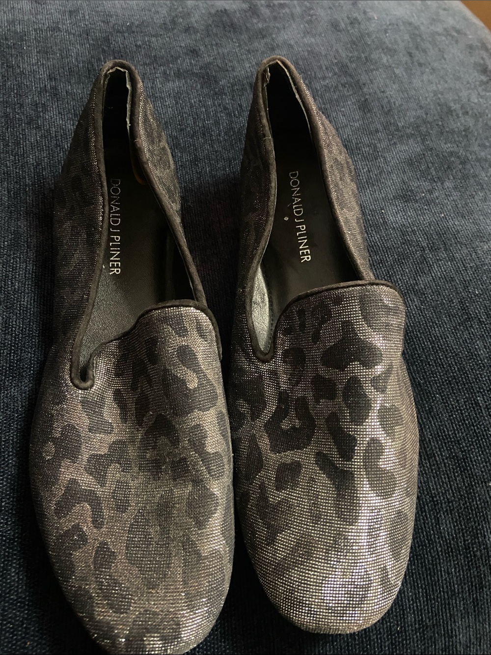 Donald J. Pliner Women’s Metallic Leopard Slip-On Loafers - Silver and Black 7m